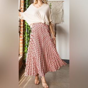 First Love by Lovelyn Pleated Geometric Skirt NWT